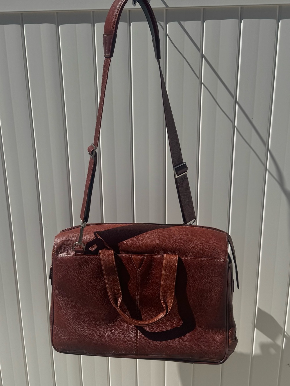 Johnston & Murphy Brown Leather Briefcase Bag Laptop Messenger Multi-Pocket
